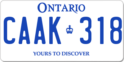 ON license plate CAAK318