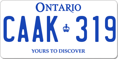 ON license plate CAAK319