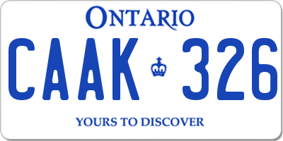 ON license plate CAAK326