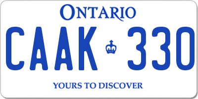 ON license plate CAAK330