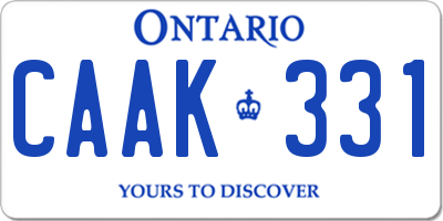 ON license plate CAAK331