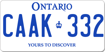 ON license plate CAAK332