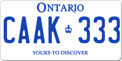 ON license plate CAAK333