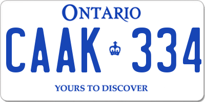 ON license plate CAAK334