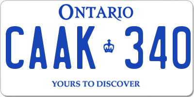 ON license plate CAAK340