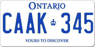 ON license plate CAAK345