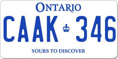 ON license plate CAAK346