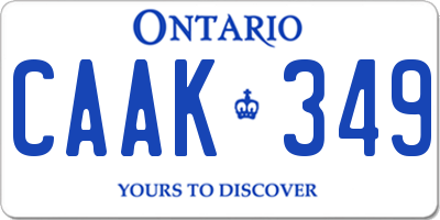 ON license plate CAAK349