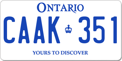 ON license plate CAAK351