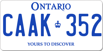 ON license plate CAAK352