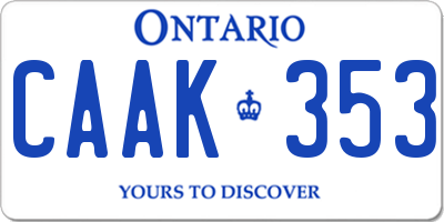 ON license plate CAAK353