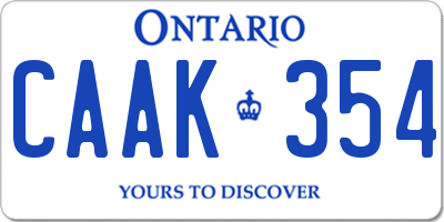 ON license plate CAAK354