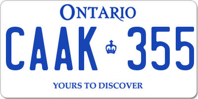 ON license plate CAAK355