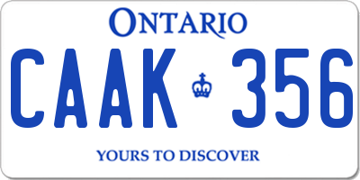 ON license plate CAAK356