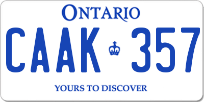 ON license plate CAAK357