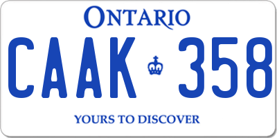 ON license plate CAAK358