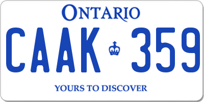 ON license plate CAAK359