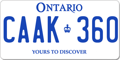 ON license plate CAAK360