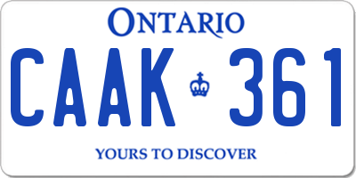 ON license plate CAAK361