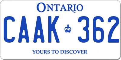 ON license plate CAAK362