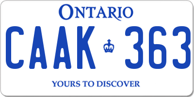 ON license plate CAAK363