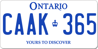 ON license plate CAAK365