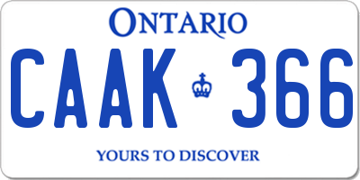 ON license plate CAAK366