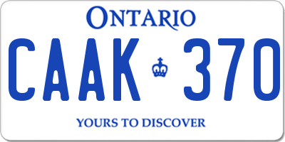 ON license plate CAAK370