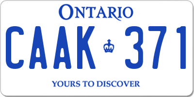 ON license plate CAAK371