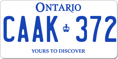 ON license plate CAAK372