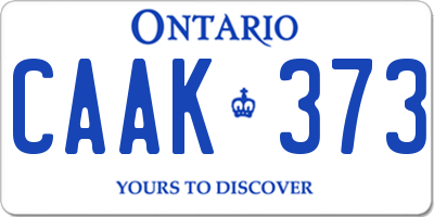 ON license plate CAAK373