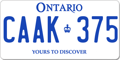 ON license plate CAAK375