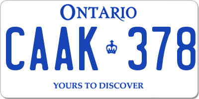 ON license plate CAAK378