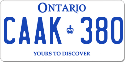 ON license plate CAAK380