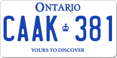 ON license plate CAAK381