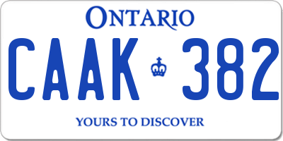 ON license plate CAAK382