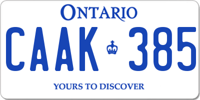 ON license plate CAAK385