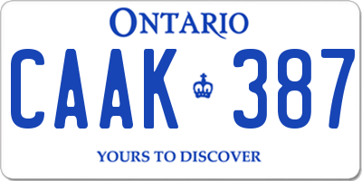 ON license plate CAAK387