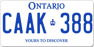 ON license plate CAAK388