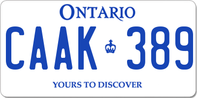 ON license plate CAAK389