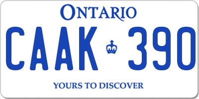 ON license plate CAAK390