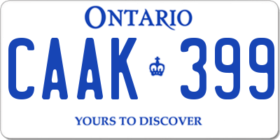 ON license plate CAAK399