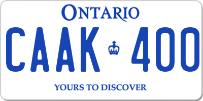 ON license plate CAAK400