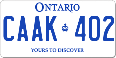 ON license plate CAAK402