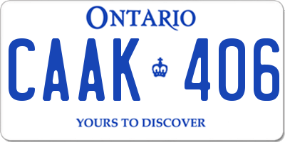 ON license plate CAAK406