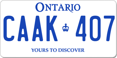 ON license plate CAAK407