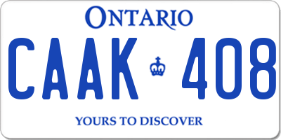 ON license plate CAAK408