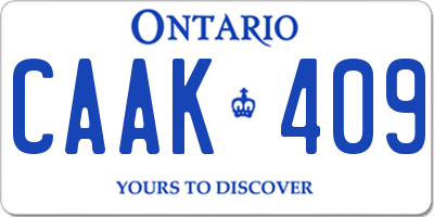 ON license plate CAAK409