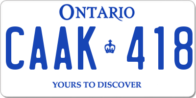 ON license plate CAAK418