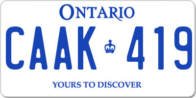 ON license plate CAAK419